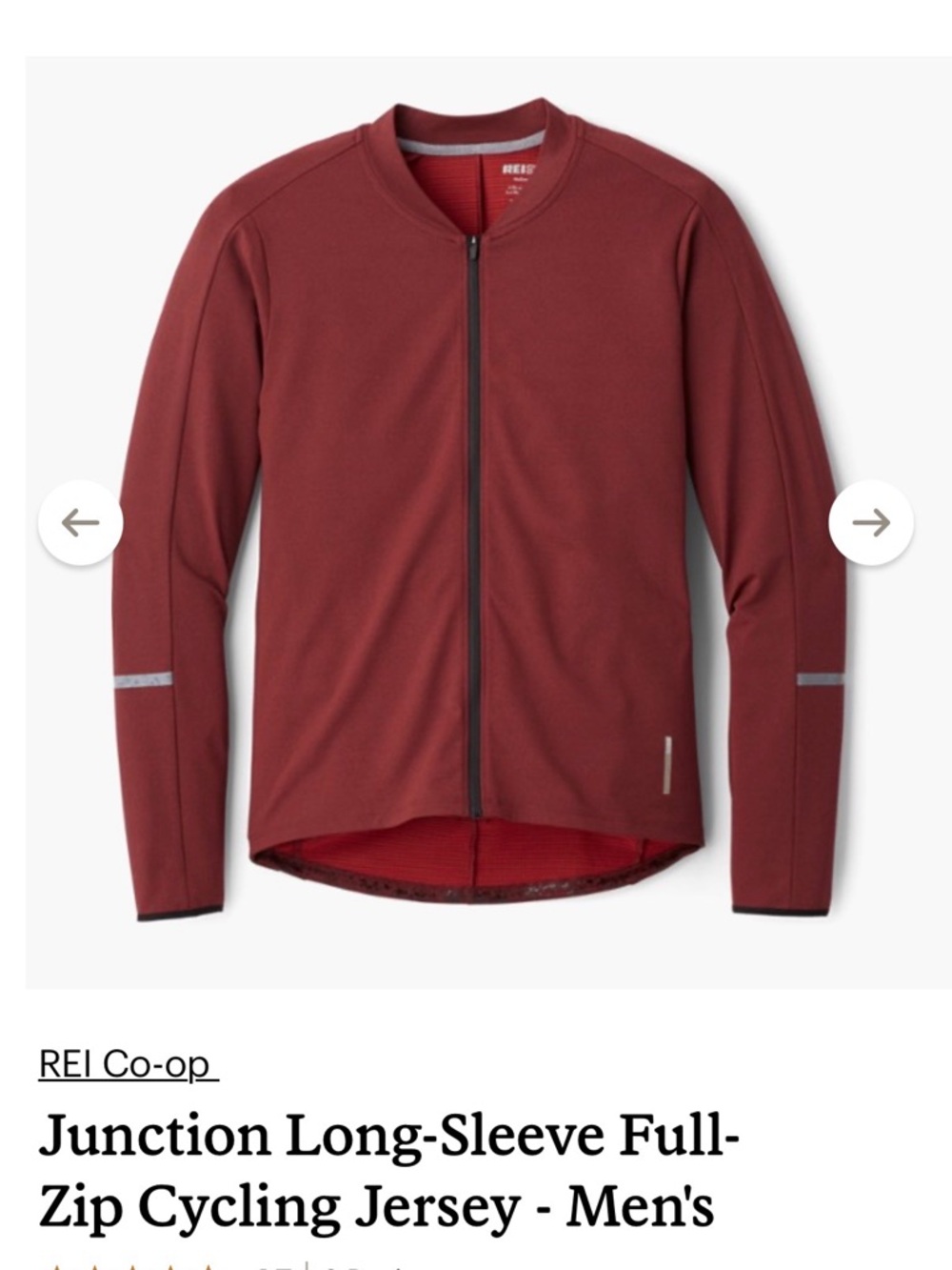 REI Men's Junction Full‑Zip Cycling Jacket with Reflective Trim